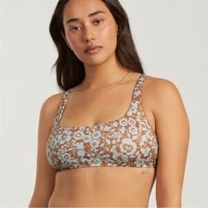 Everlane ReNew The Square Neck‎ Bikini Top Swimwear Floral Pearl XXS NWOT